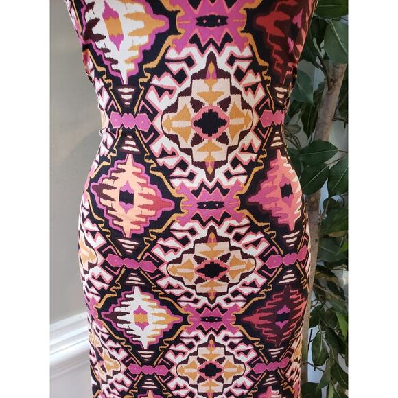 House of Bailey Long Maxi Dress Womens Large Multi Scoop Neck Drawstring Waist - Picture 9 of 13